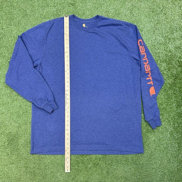 Carhartt Men's Heathered Blue XL Original Fit Logo Shirt Long Sleeve - Picture 4 of 5